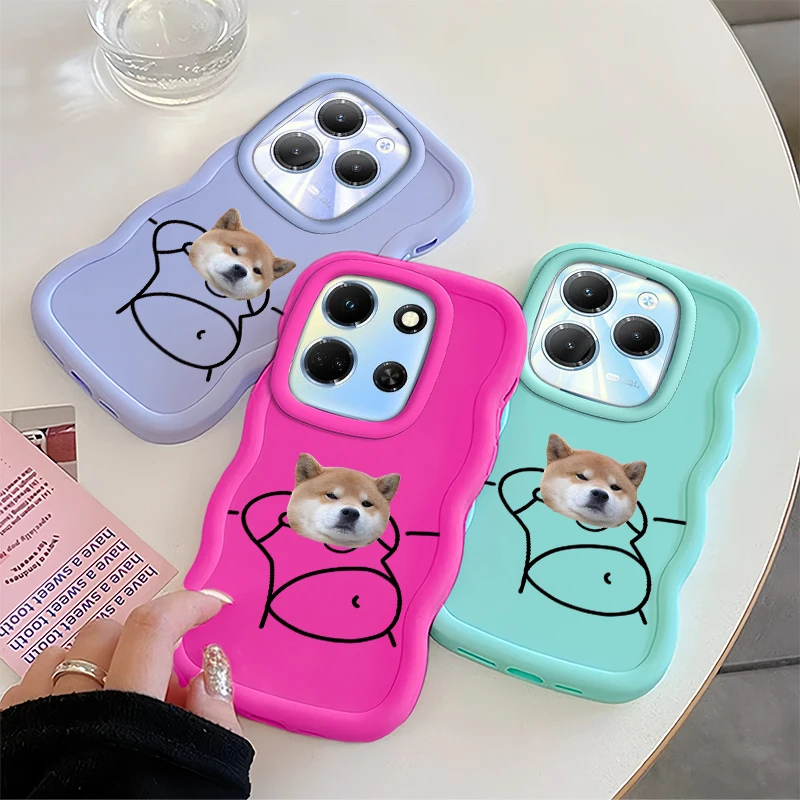

Fashion Funny fat Dog Wave Phone Case For Infinix Hot 30i 40i Note 50 SMART 7 8 HD 9 PRO Zero 30 soft Shockproof Macaron Cover