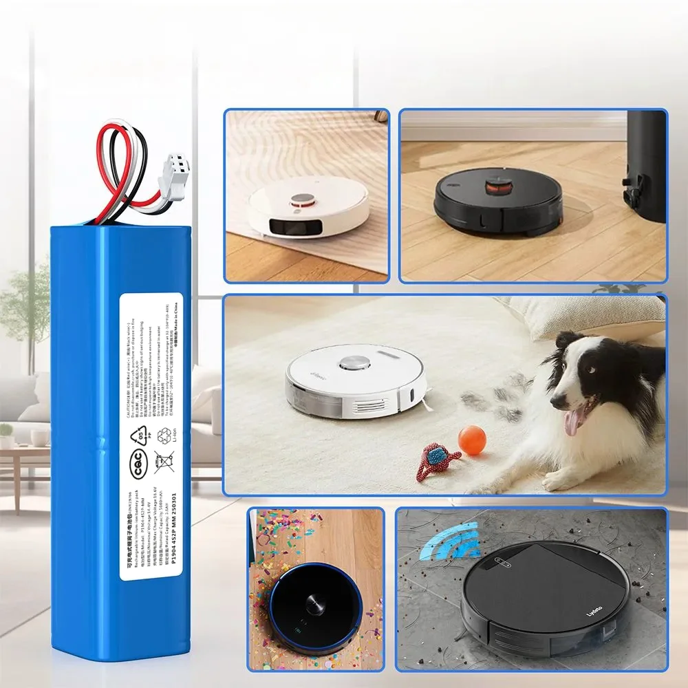 14.4V 2P4S Battery for XiaoMi Viomi S9, Lydsto R1, Roidmi Eve Plus, 5200mAh/6800mAh/9800mAh/12800mAh Lithium, Durable"