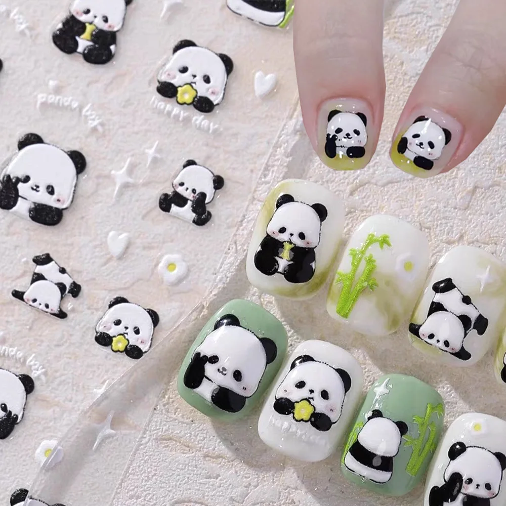 

5D Relief Kawaii Panda Nail Patch Stickers Cartoon Animals(Rabbit/Pig) Fruit(Cherry/Lemon) Self-Adhesive Nail Art Sticker Parts