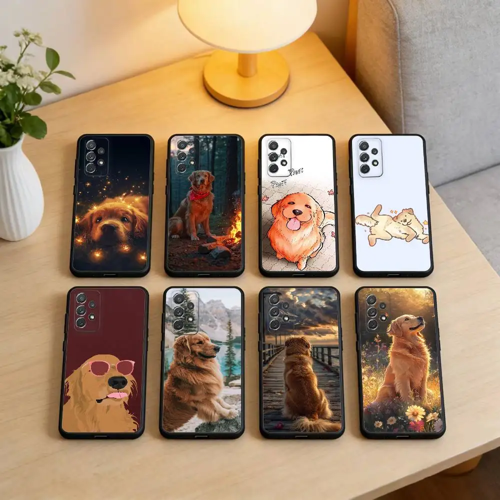 

F-Funny Golden Retriever Phone Case For Samsung Galaxy A73,A72,A71,A70,A53,A52,A51,Soft Silicone Black Cover