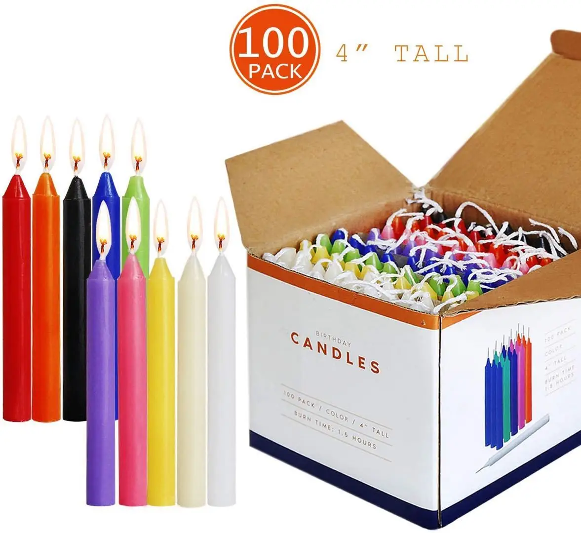 100PCS/box Taper Candles Unscented Smokeless Colorful Paraffin Mini Candles Wedding Christmas Party Decoration Prayer Candle