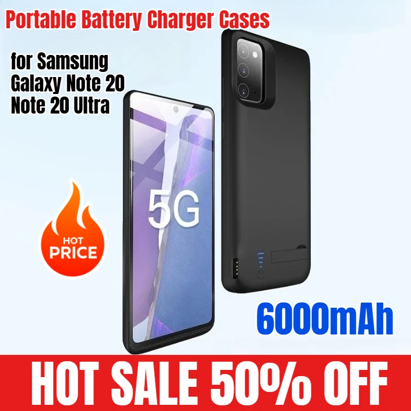Étuis de chargeur de batterie portables 6000mAh pour Samsung Galaxy Note 20 Note 20 étui de chargeur de batterie Ultra Power
