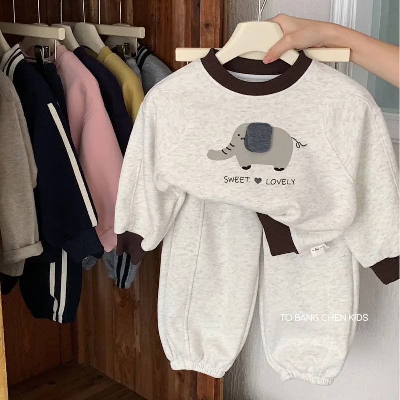 

Осень-зима 2022, детский комплект для мальчиков и девочек, спортивный комплект из двух предметов для малышей, толстый теплый пуловер, брючный костюм для детей 3-10 лет