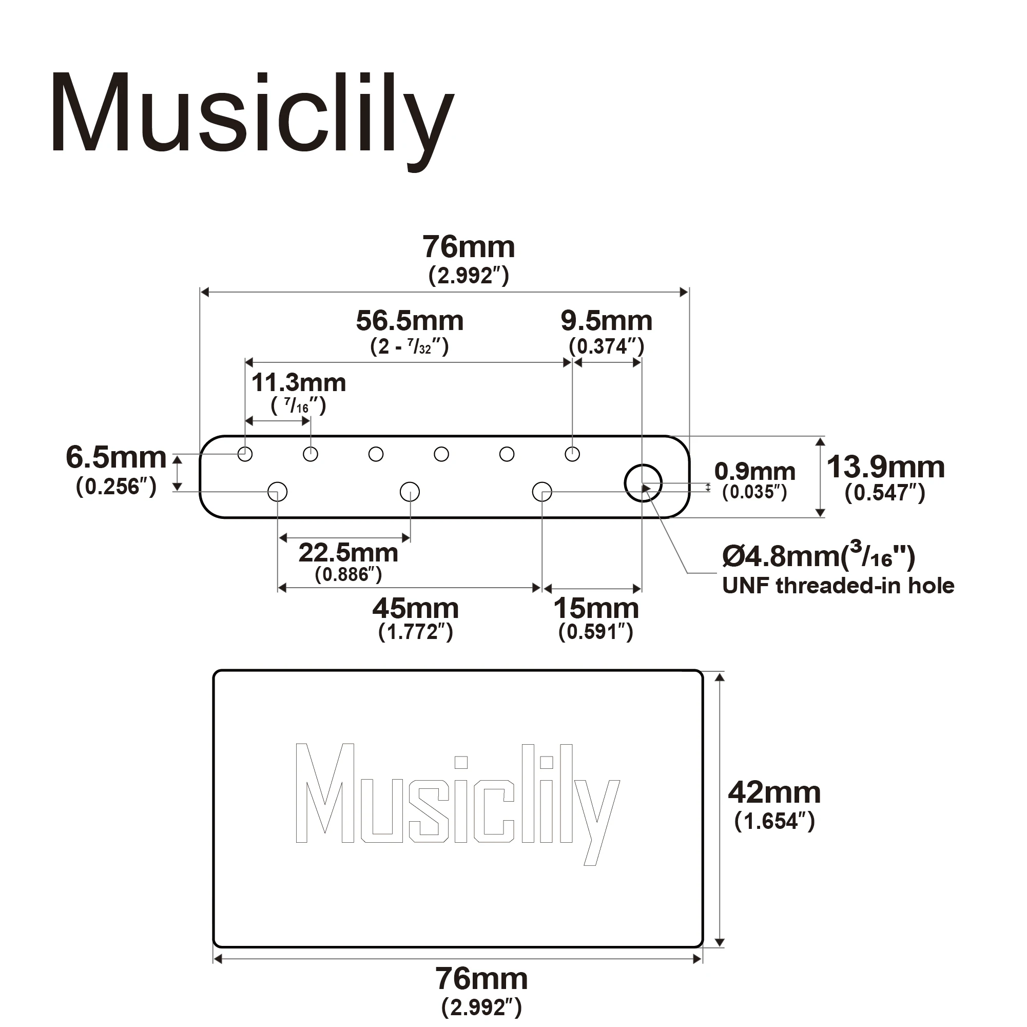 Musiclily Ultra 56.5mm String Spacing Brass 42mm Tremolo Block for USA/Mexico Fender Vintage ST Style Classic Series Guitar