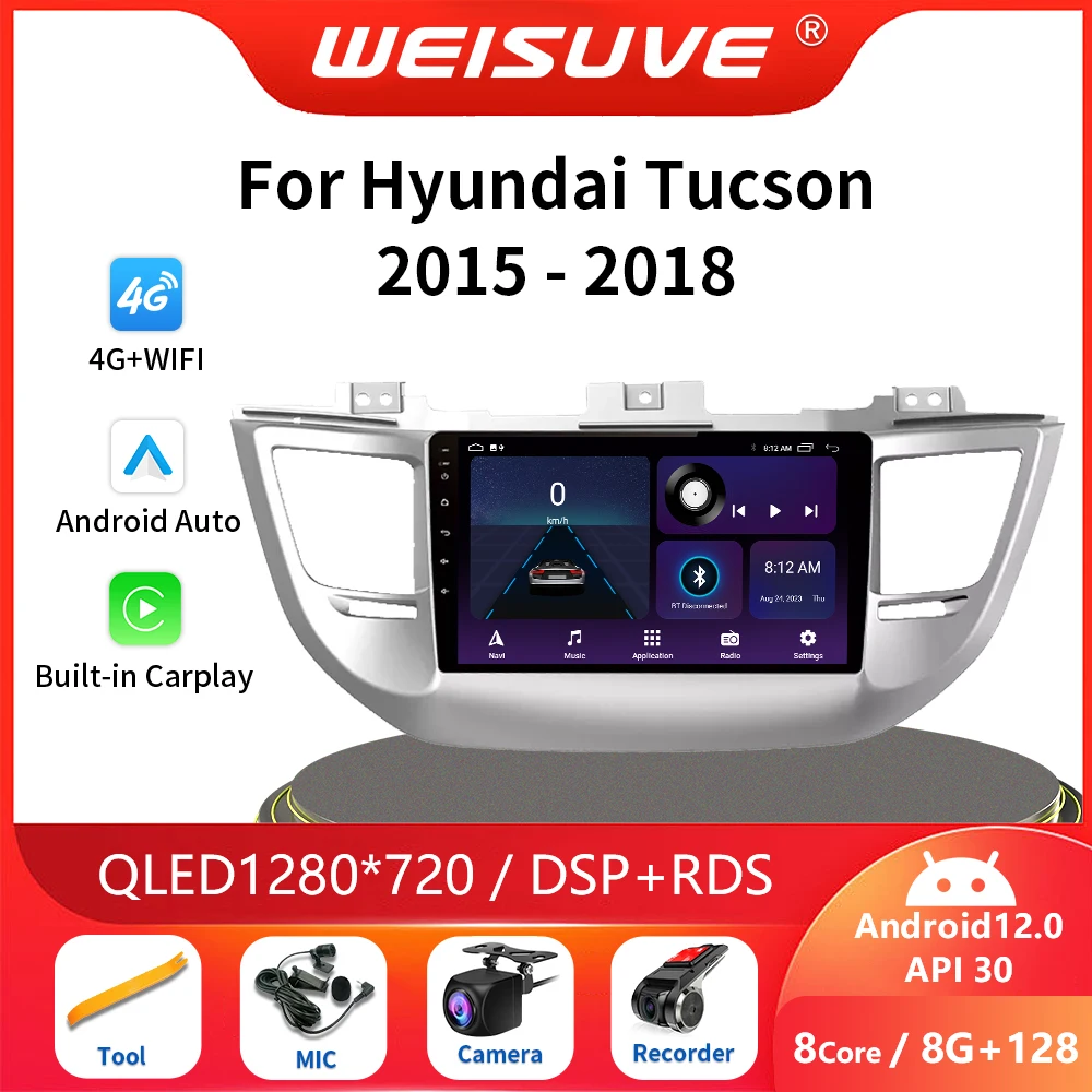 

2 Din Android 13 For Hyundai Tucson IX35 3 2015 2016 2017 2018 Car Radio Multimedia Player Navigation GPS DSP Carplay autoradio