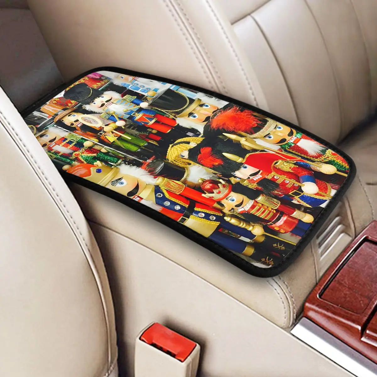 Nutcracker Christmas Tree Star Car Armrest Cover Mat Universal Center Console Cover Pad Car Accessories