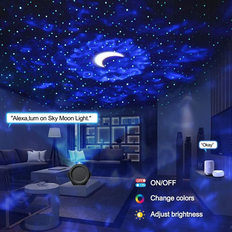 Star Projector Light,Smart 3-In-1 Sky Lamp Galaxy Projector Work With Alexa Sound Activated,For Room Decoration