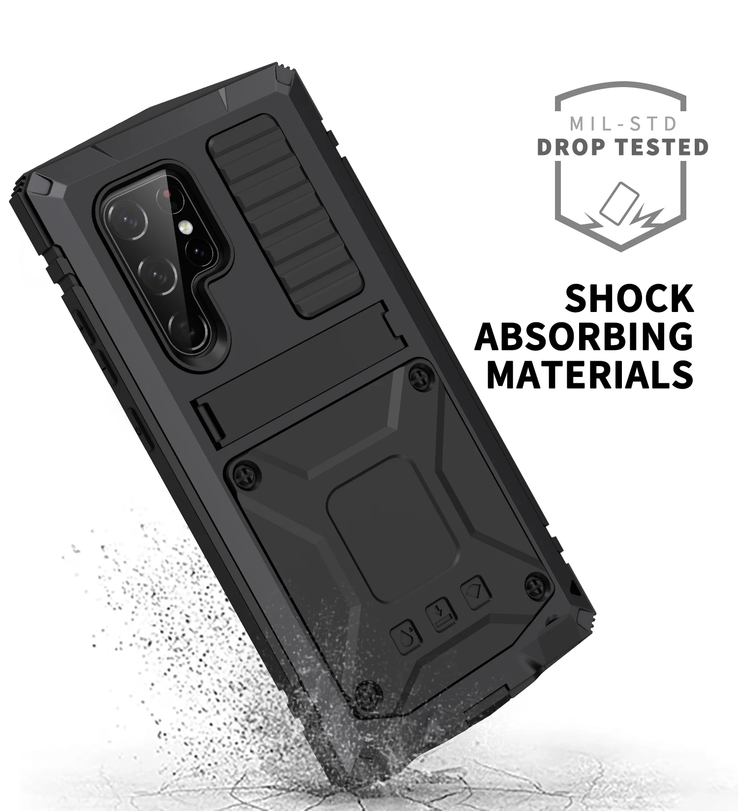 R-just Grade Protection Defender Armor Case For Galaxy S24 S23 S22 S21 S20 Ultra Plus Shockproof Heavy Duty Rugged Phone Cover