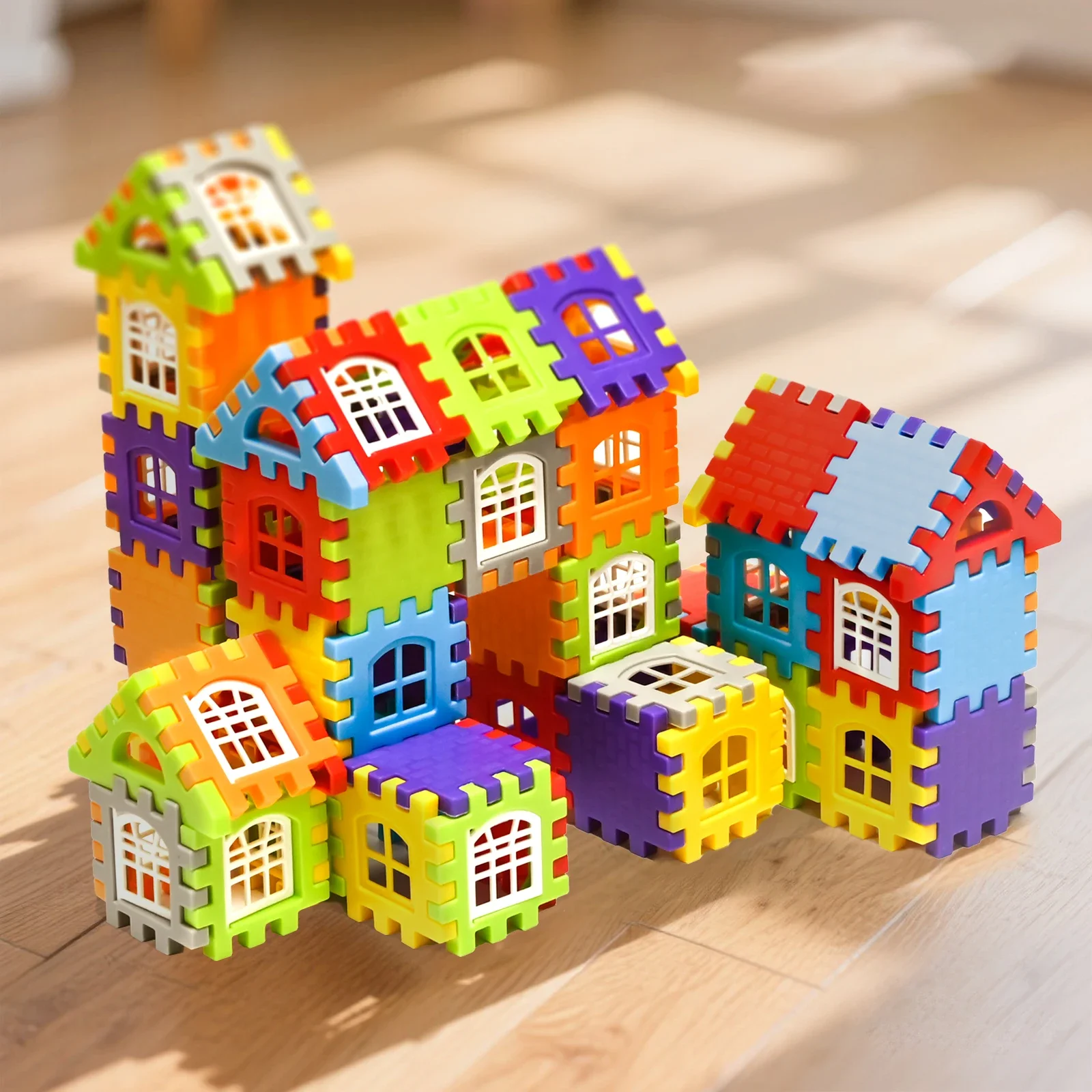 140-25PCS Großformatige Hausbausteine mit Simulationsfenster-Design, Konstruktionsset, Kindergarten-Spielzeug für Jungen und Mädchen, Geschenk – Detail 3