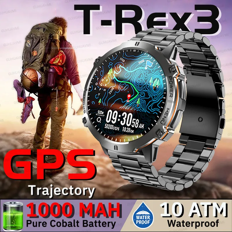 

2025 Outdoors NEW Men Sports Military GPS Smart Watch Compass 1000 MAH Ultra Iong Battery Bluetooth Call IP68 Waterproof Watches