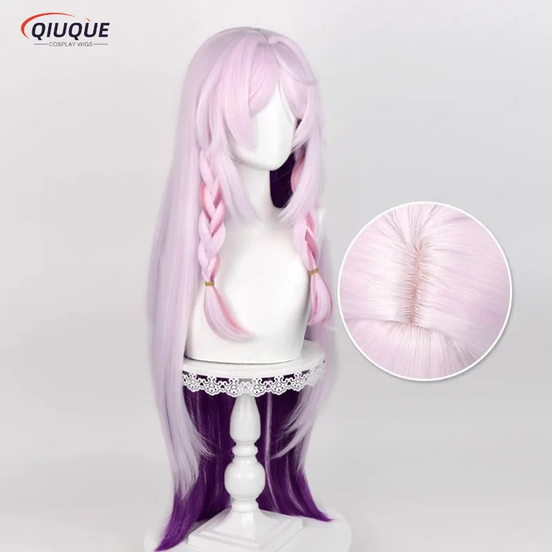 Citlali Cosplay Wig Game Pink Purple Gradient Long Straight Heat Resistant Synthetic Hair Halloween Party Wigs + Wig Cap