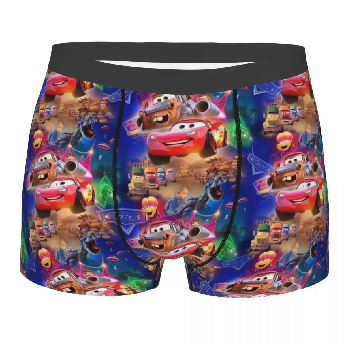 Novidade personalizada quente relâmpago mcqueen padrão boxers shorts calcinha masculina estiramento animação em quadrinhos cuecas