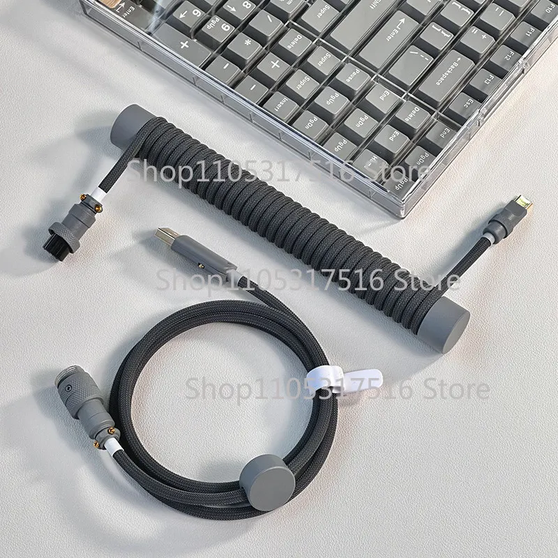 For UNKNOWN ERROR Mechanical keyboard cable - Gradient dark space gray color aviation plug cable with solid connector Z49