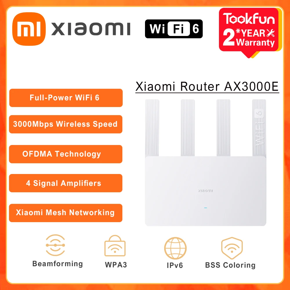 NEW Xiaomi Router AX3000E WiFi 6 IPTV 3000 Mbps Wireless Speed 4 Signal Amplifiers Mesh Port Aggregation OFDMA Game Accelerator