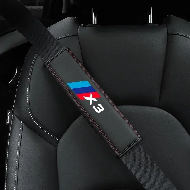 for BMW X1 X2 X3 X4 X5 X6 X7 1pc Cowhide Car Interior Seat Belt Protector Cover For BMW X1 X2 X3 X4 X5 X6 X7 car Auto Accessorie