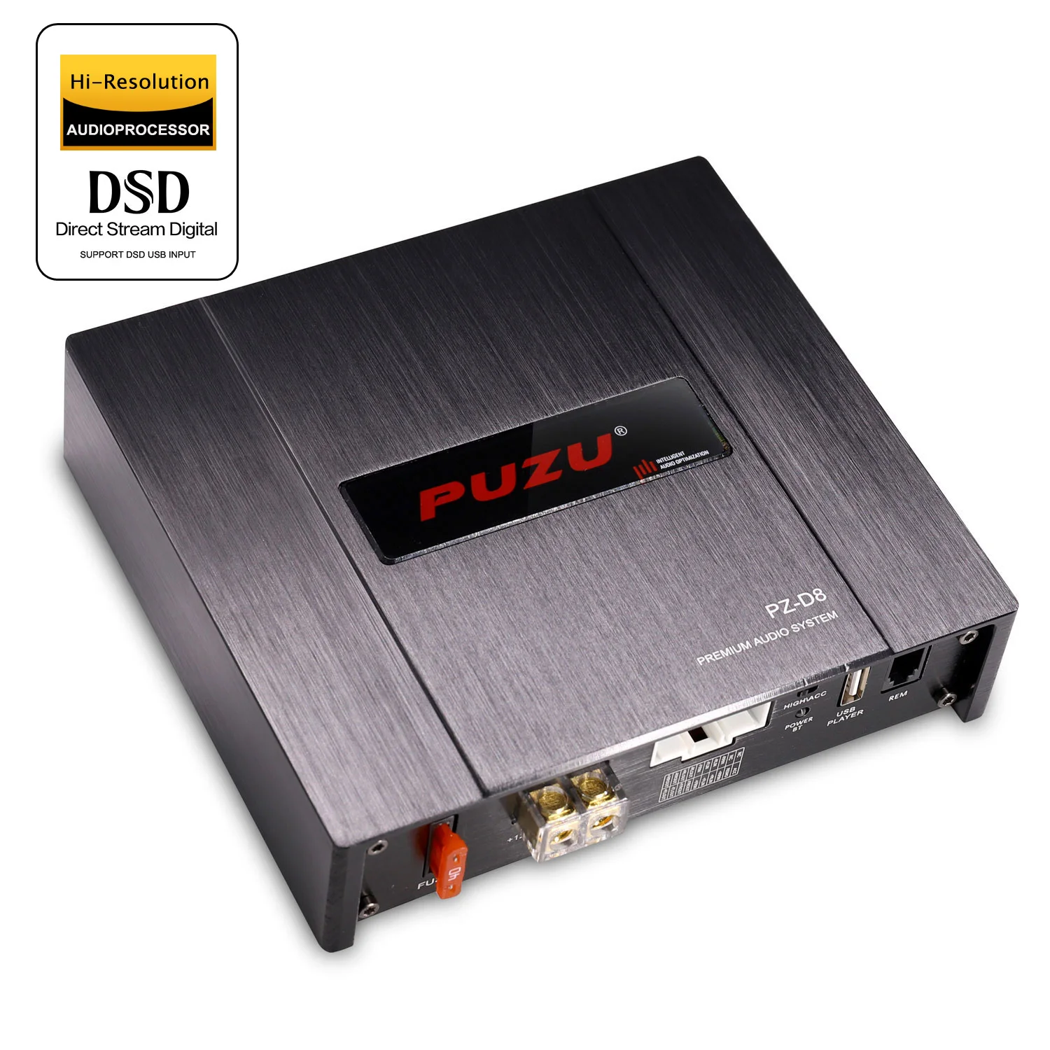 Puzu PZ-D8 dクラス8チャンネルカーオーディオdspアンププロセッサ4X220W電源出力デジタル信号プロセッサオーディオシステム