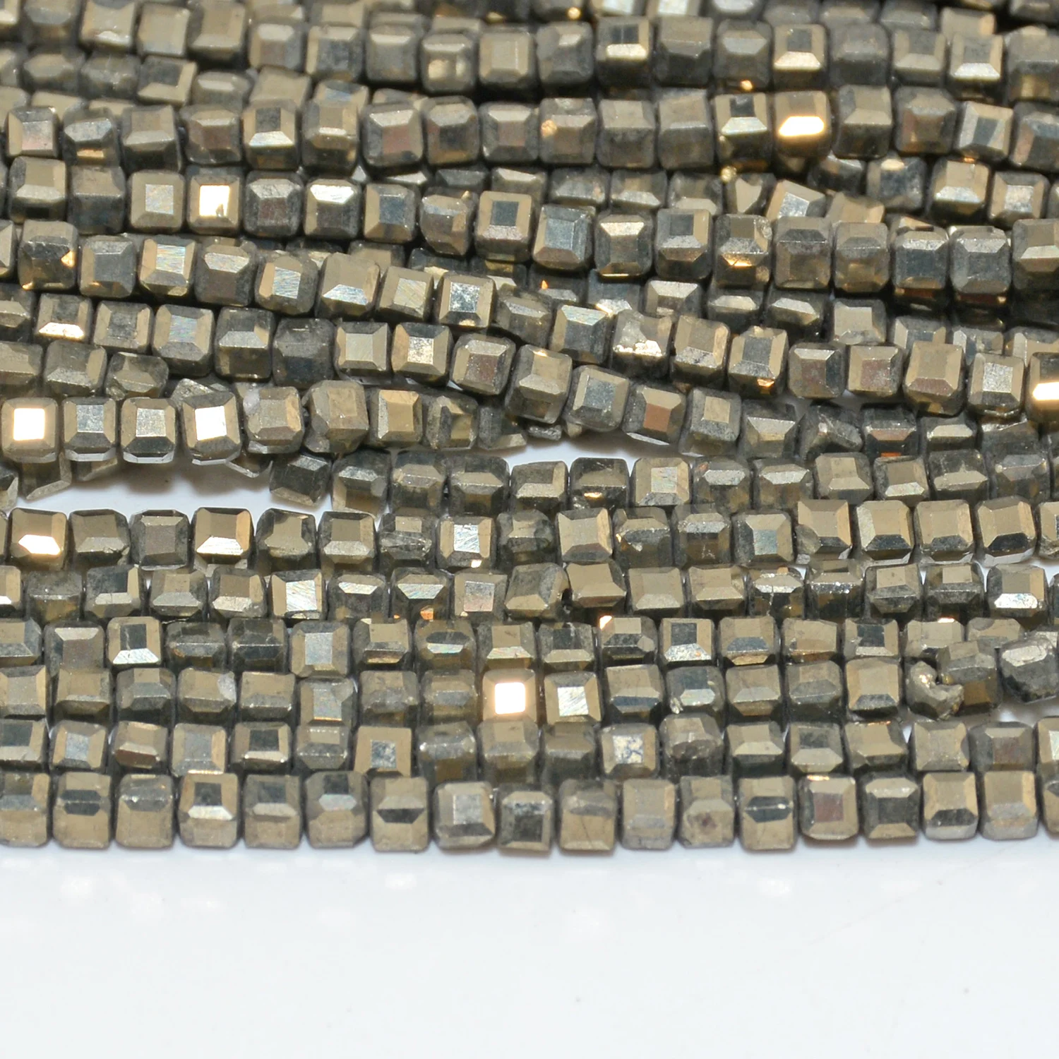 Natural Pyrite Edge Faceted Cube 2.5mm,With Defect