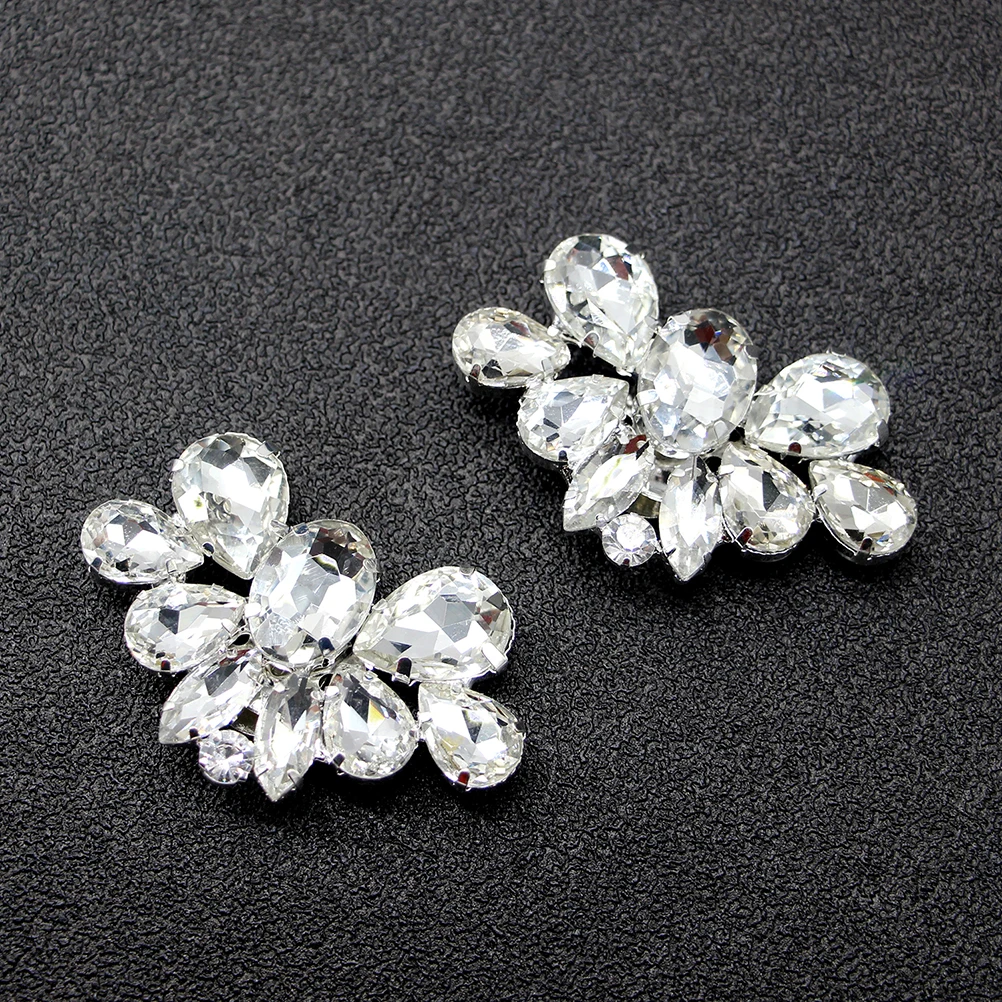 

1 Pair Of Shiny Rhinestone Shoe Decorations Beautiful Crystal Buckles For High-Heels Wedding Shoes