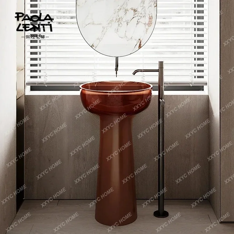 AATransparent Artificial Stone Floor-to-ceiling Hand Washing Bed And Breakfast Balcony Face Washing Table Column Basin4593