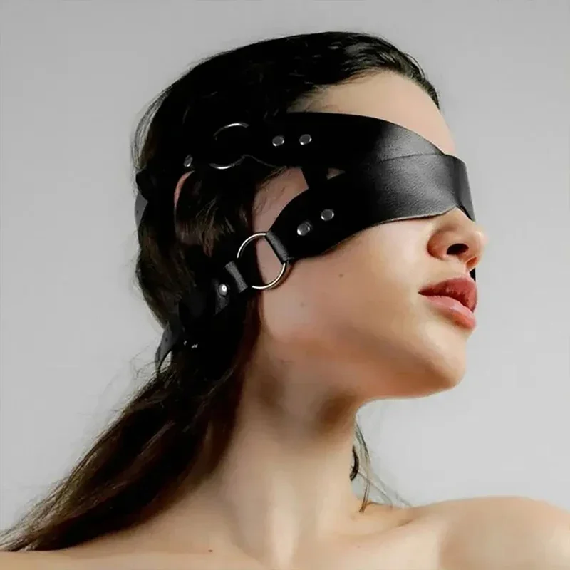 Máscara de cuero de Color sólido, gafas de Anime, accesorios sexys para mujer, máscaras ajustables de estilo exótico, juego con venda para los ojos de PU para parejas adultas