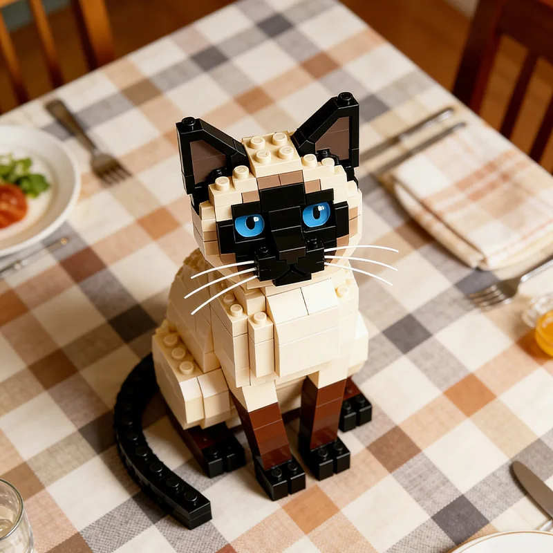 

Siamese Cat Shaped Building Block Toy for Kids Educational Fun Animal Themed Construction Block