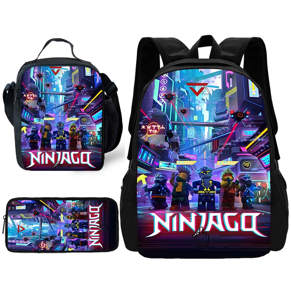 حقيبة ظهر مدرسية للأطفال من أجل لعبة Ninjagos مع حقائب غداء، وحقائب أقلام رصاص، وحقائب مدرسية للبنين والبنات أفضل هدية