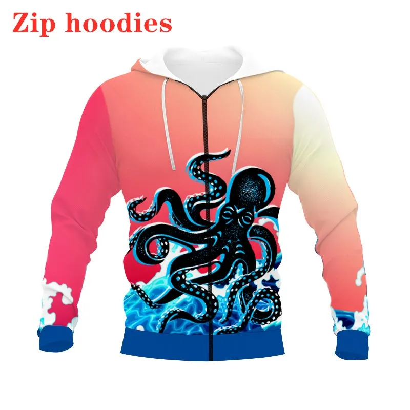 New 3D Print  Kraken Octopus  Clothing New Fashion Men/ Women Zipper Hoodies Plus Size S-7XL Harajuku  Four Seasons Casual