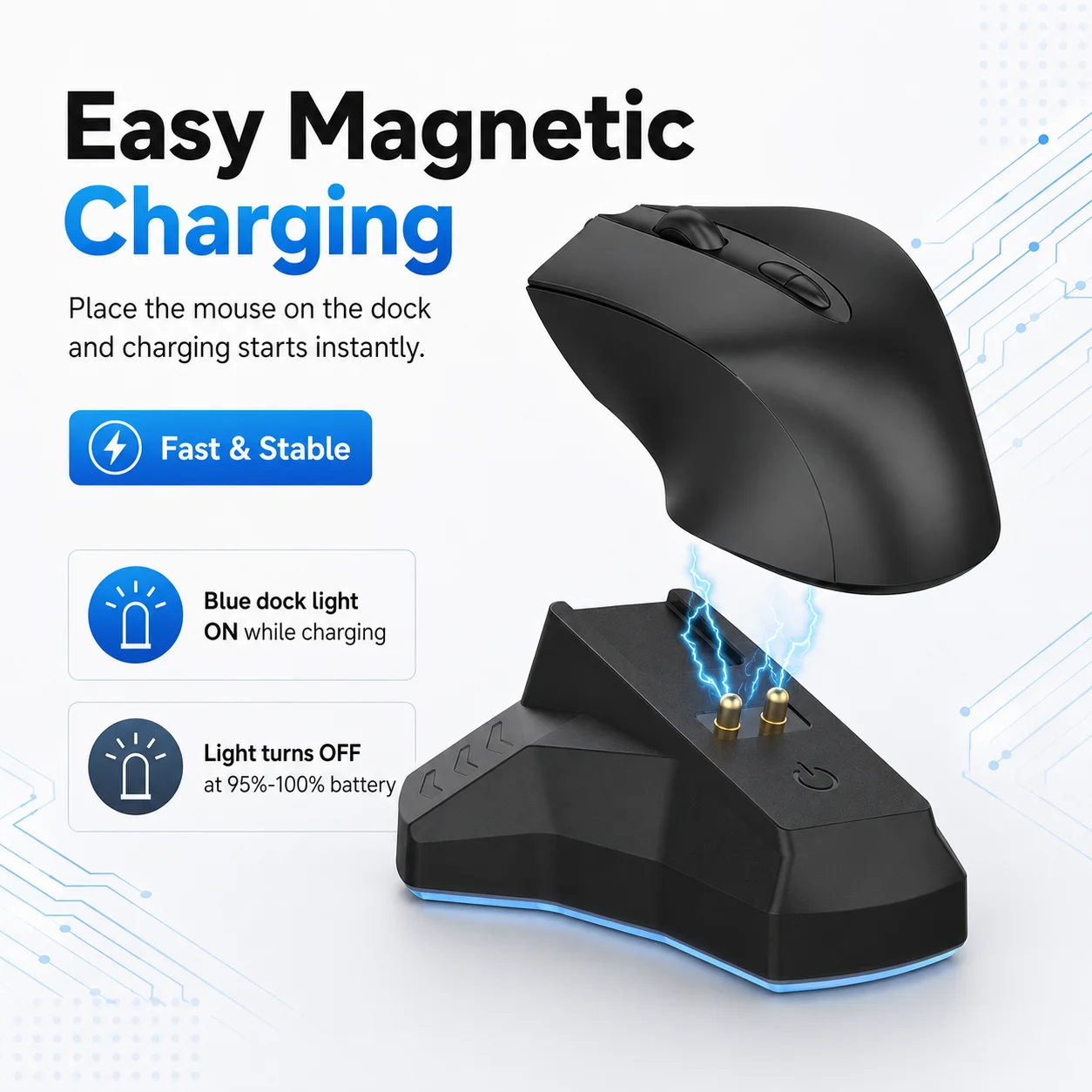 Wireless Mouse Charger Charging Dock for Logitech PROX2/1, GPW4/3/2/1 Razer V2 Pro/Naga Pro/Viper Ultimate/Basilisk Ultimate