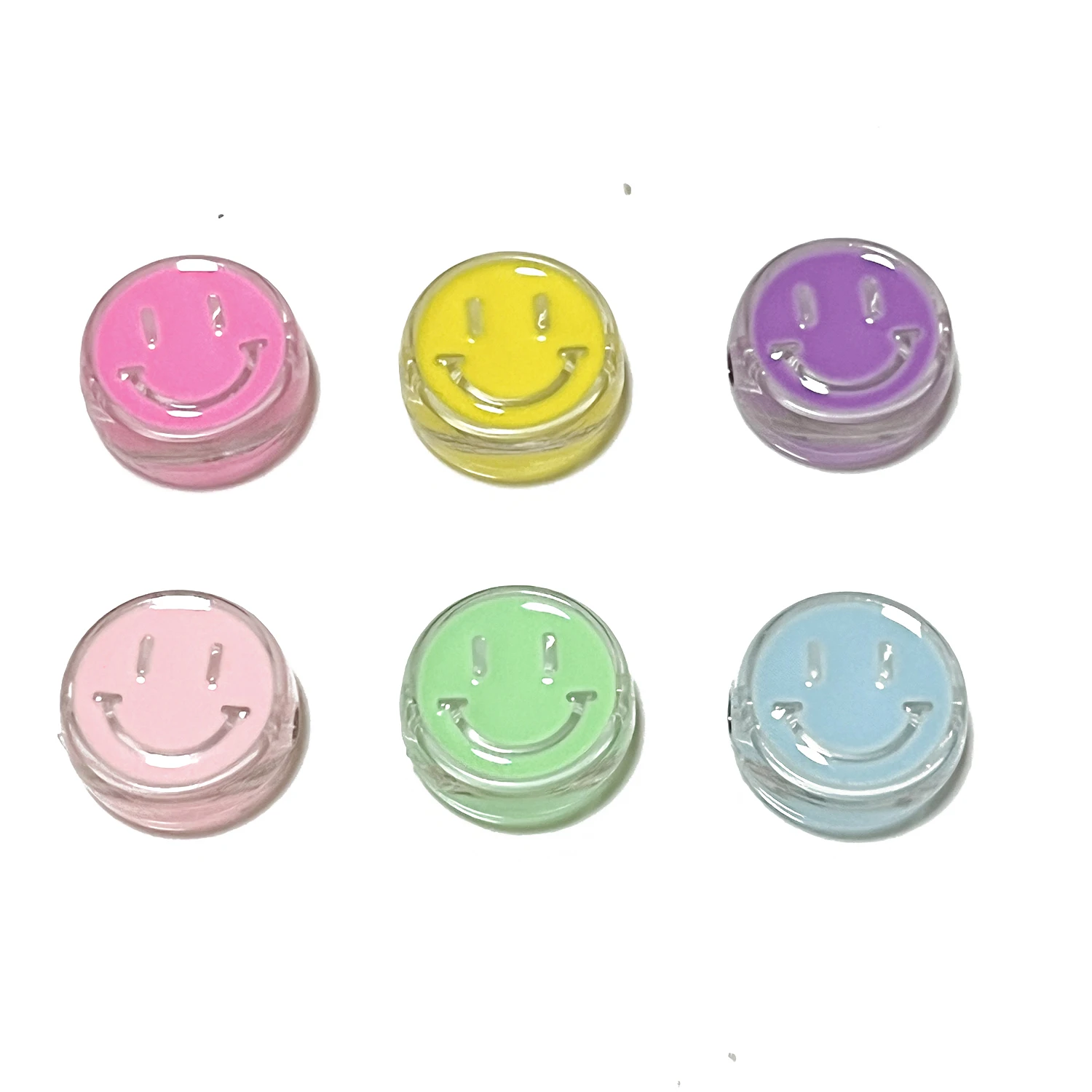 10 pz/lotto 22mm Smile Face perline acriliche rotonde foro grande perline distanziatrici allentate per gioielli che fanno cucito portachiavi fai da