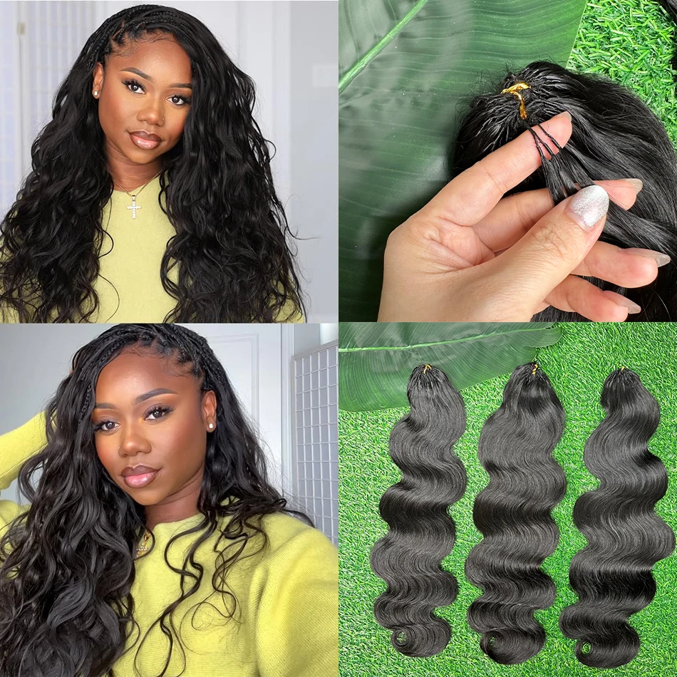 Extensions de cheveux humains 100% naturels, ondulés, pour tressage au crochet, avec nœuds miracle pré-séparés et invisibles