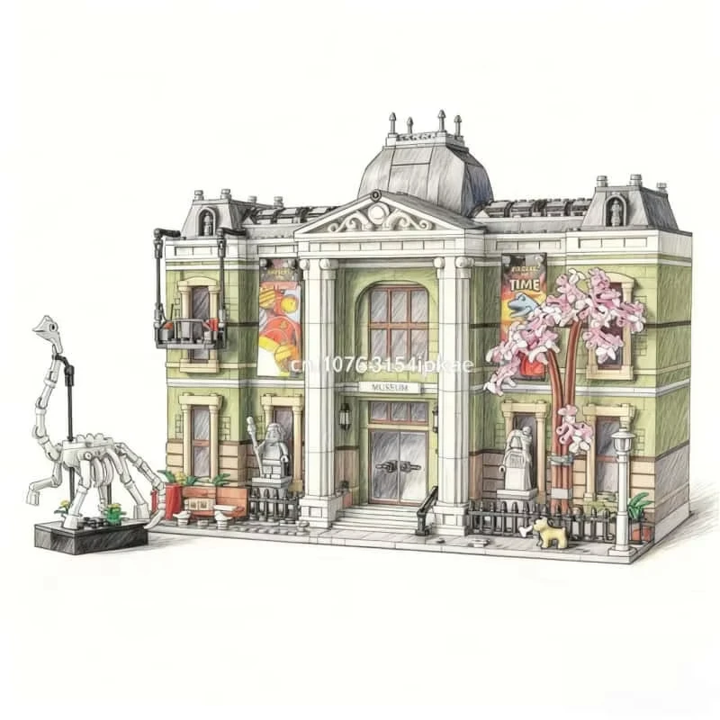 Nuevo Juego de Construcción 2025 Compatible con el Museo de Historia Natural 10326, Bloques de Construcción de Paisajes Urbanos, Juguete de Regalo para Niños