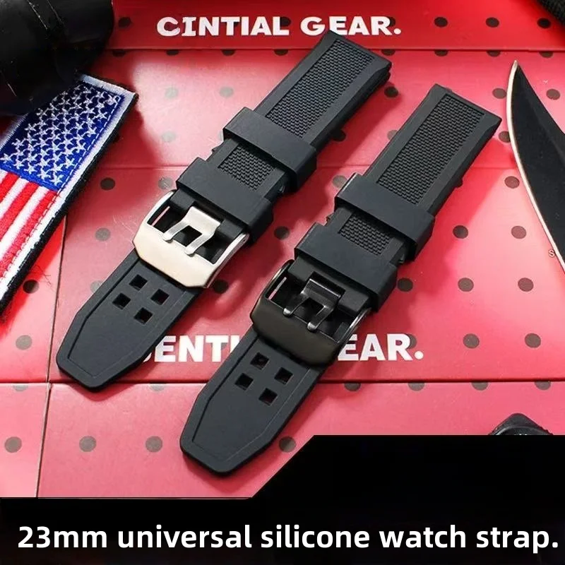 For Luminox 3051 8800 3080Bo Black Outdoor Safety Durable Waterproof Silicone Men's Watchbands 20mm 23mm Square Hole Watch Strap