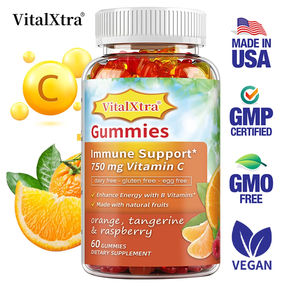 

Vitamin C Gummies, with VitaminB6,B12, Highly Absorbable, Enhance The Immune System and Collagen Production, Boosting Immunity