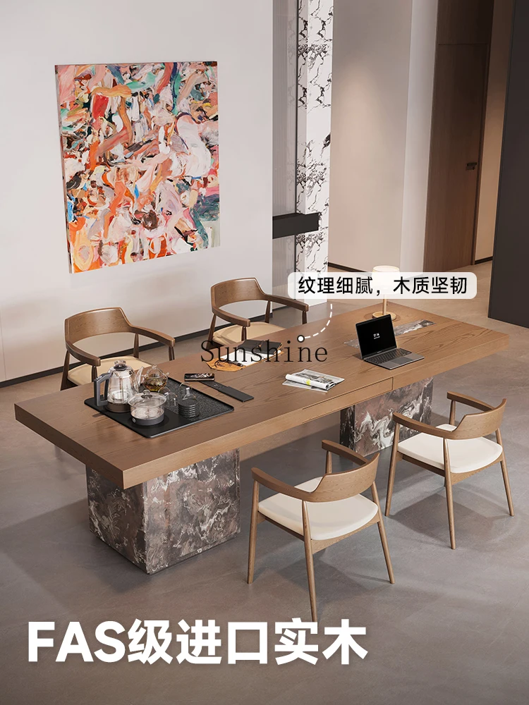 Solid wood, living room, tea table, integrated dual-purpose sofa, modern wind workbench for home use