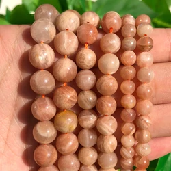 Natural Stone Sunstone Beads 4 6 8 10mm Round Spacer Beads for Needlework Jewelry Making Handmade Diy Bracelet Necklace 15 Inch