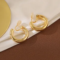 30mm Smooth Hoop Mosquito Coil Earrings Without Piercing Simple Creative Design Rotatable Fashion Women's Ear Clips Jewelry Gift