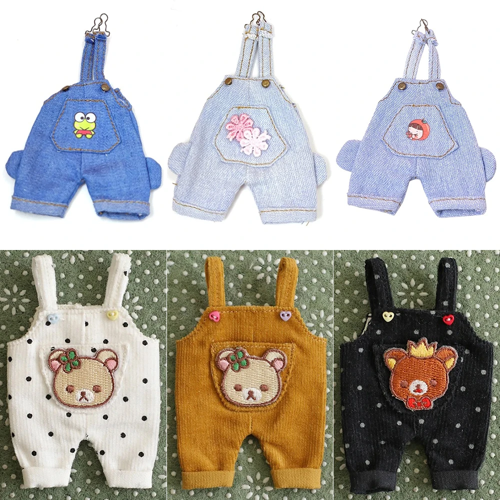 Kawaii 1/12 ubranka dla lalek BJD moda spodnie na szelkach lalki dżinsy dla ob11,gsc,body9 akcesoria dla lalek Obitsu 11 ubrania