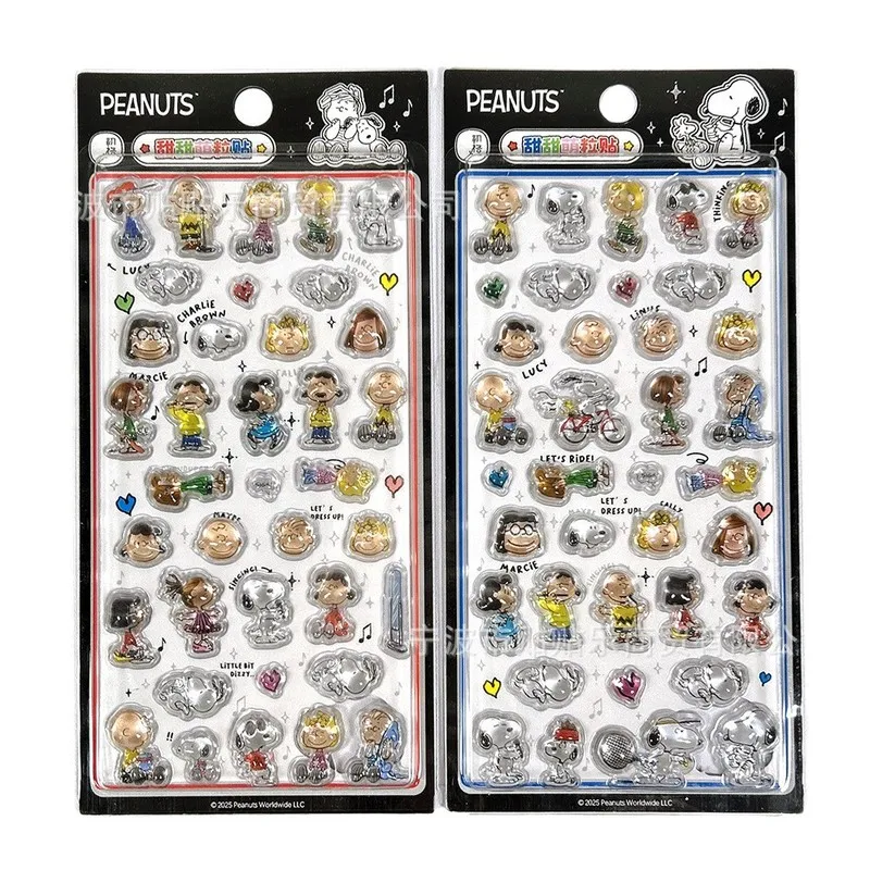 1/4 Uds. Pegatina de cristal en relieve 3d de Snoopy japonés, pegatina decorativa para teléfono móvil Diy, regalo de papelería para cuenta de mano de estudiante