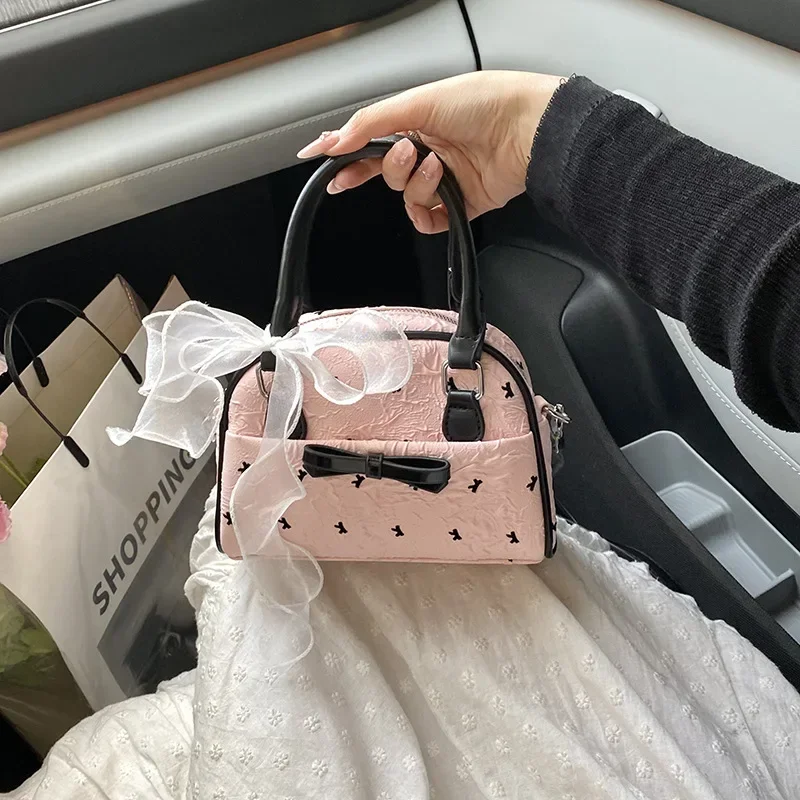 

Women's 2025 Retro - Trend Portable Pillow Bag - Fashionable Light Luxury Crossbody Bag with Bow for Underarm Carry