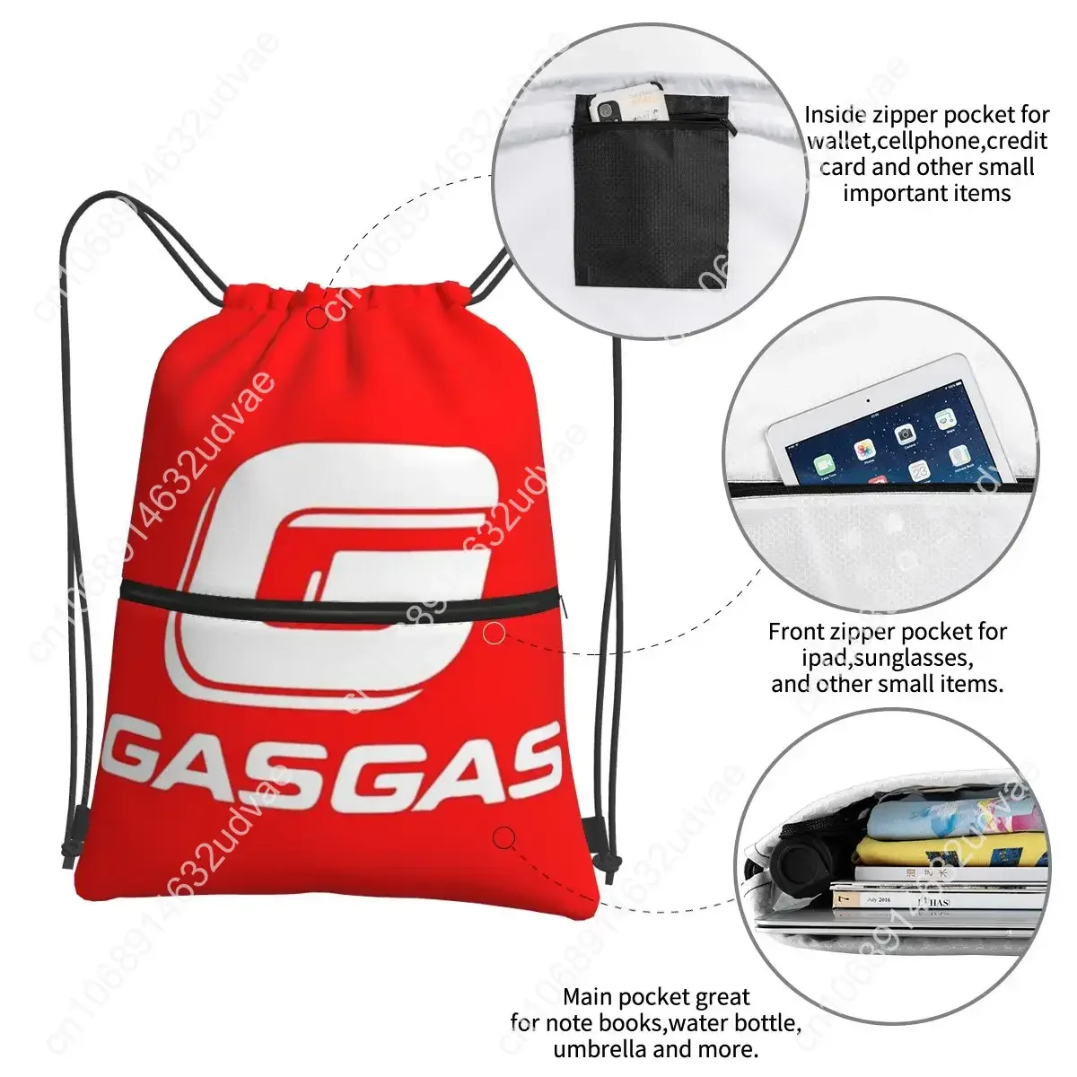 Gasgas Plaid Logo Portable Backpacks Drawstring Bag Fashion Drawstring Bundle Pocket Book Bags For School Students