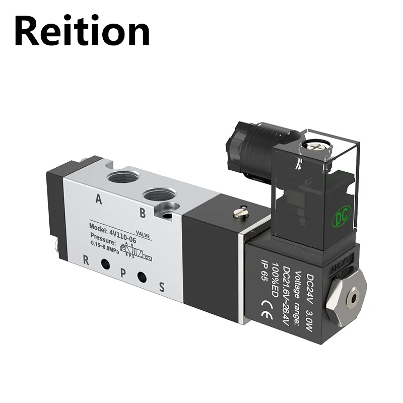 

12V 24V 220V 4mm-12mm Hose Fittings 4V210-08 5 Way 2 Position Control Pneumatic Electric Solenoid Valve Air Gas Magnetic Valve