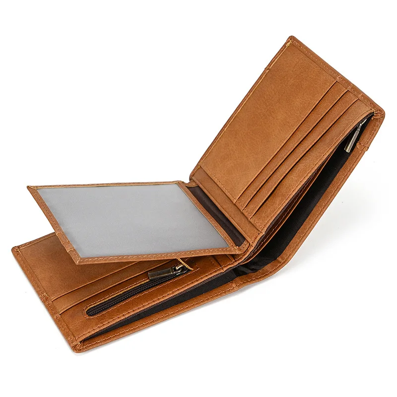 남성용 미니 오일왁스 소가죽 클러치 백 2025 신형 RFID 카드 홀더 동전 지갑 박스 포함