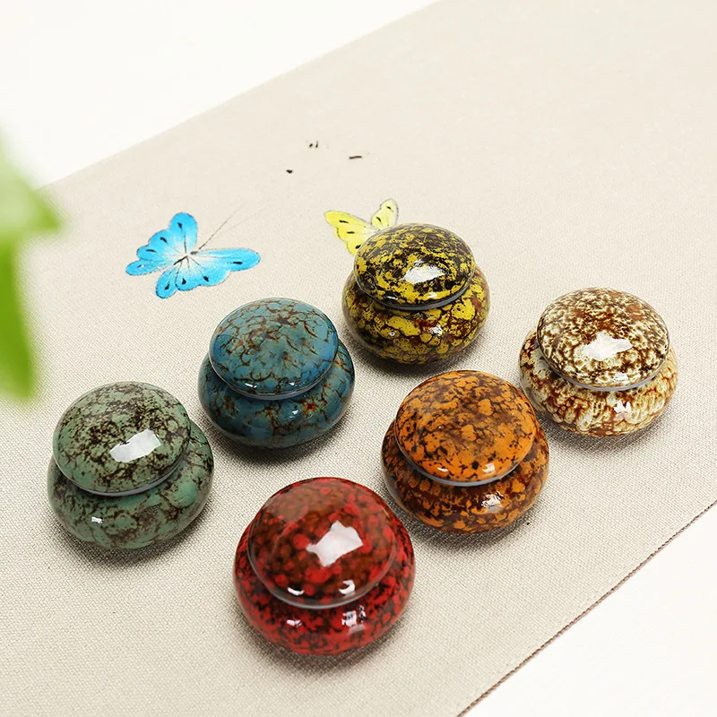 24ml Ceramic Container Jars Portable Storage Sealed Cans Mini Ceramic Tea Cans Small Travel Ointment Cans Rouge Powder Cans