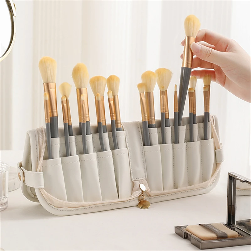 20 Holes Foldable Makeup Brush Bag Waterproof Women Cosmetic Brushes Storage Bag Female Travel Makeup Tools Holder Organizer