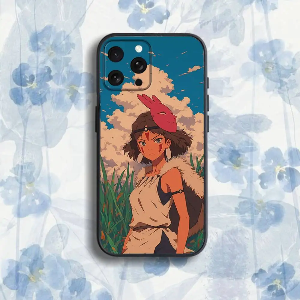 Casing HP M-Mononoke H-Himes Untuk iPhone 17,16,15,14,13,12,Pro,Max,Plus,E,SE4,Air,Mini Hitam Soft Box