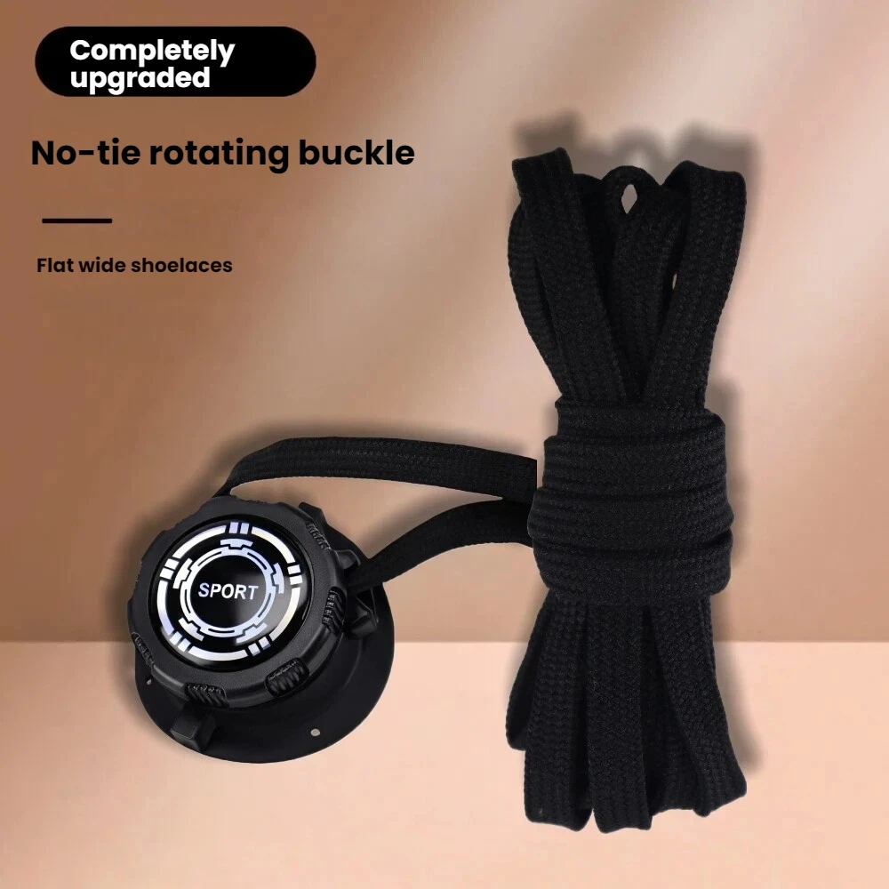 Rotating Button Flat Shoelace Buckle Easy-To-Use Elastic Children's Lazy Automatic No-Tie Thick Rope No-Strap Fixator