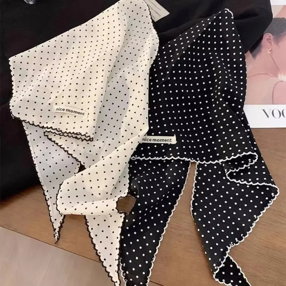

Fashion Beach Triangular Hair Band Polyester Lace Trim Polka Dot Headband Breathable Versatile Silk Scarf Summer