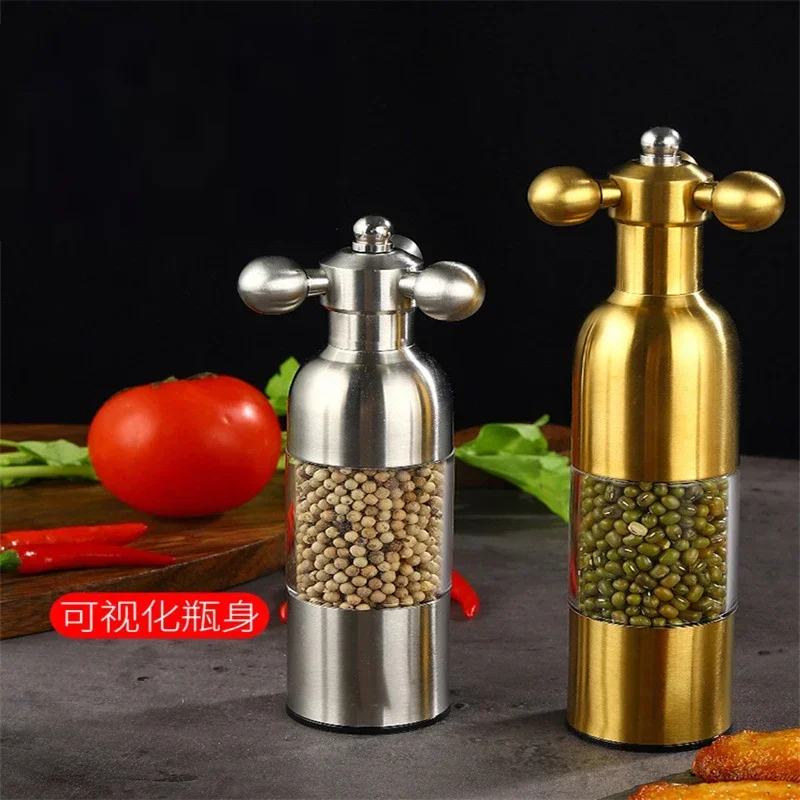 Manual  Pepper Grinder Hand Driven Sea Salt Mill Stainless Steel Ceramic Spice Sauce Grinding Bottle BBQ Accessories