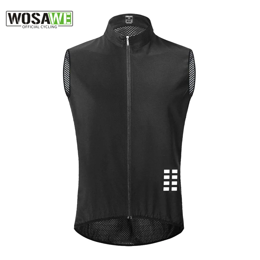 WOSAWE Reflective Cycling Vest Mesh Windproof Lightweight Ciclismo Mtb Bike Sleeveless Jersey Breathable Clothing Cycling Gilet