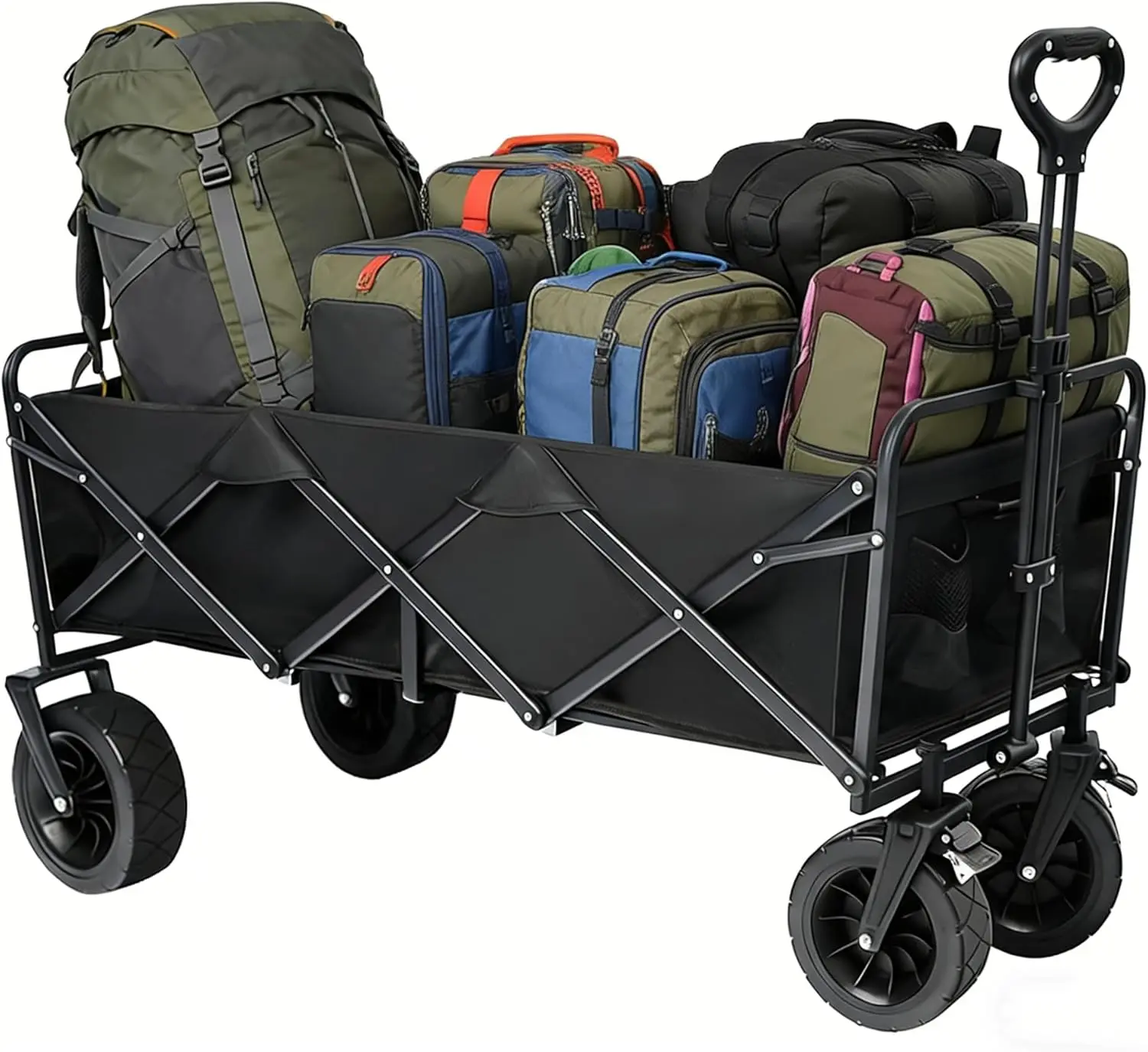 

49" Foldable Wagon Cart with 440 LBS Capacity, Heavy Duty Wheels for Beach Camping Garden Portable Utility